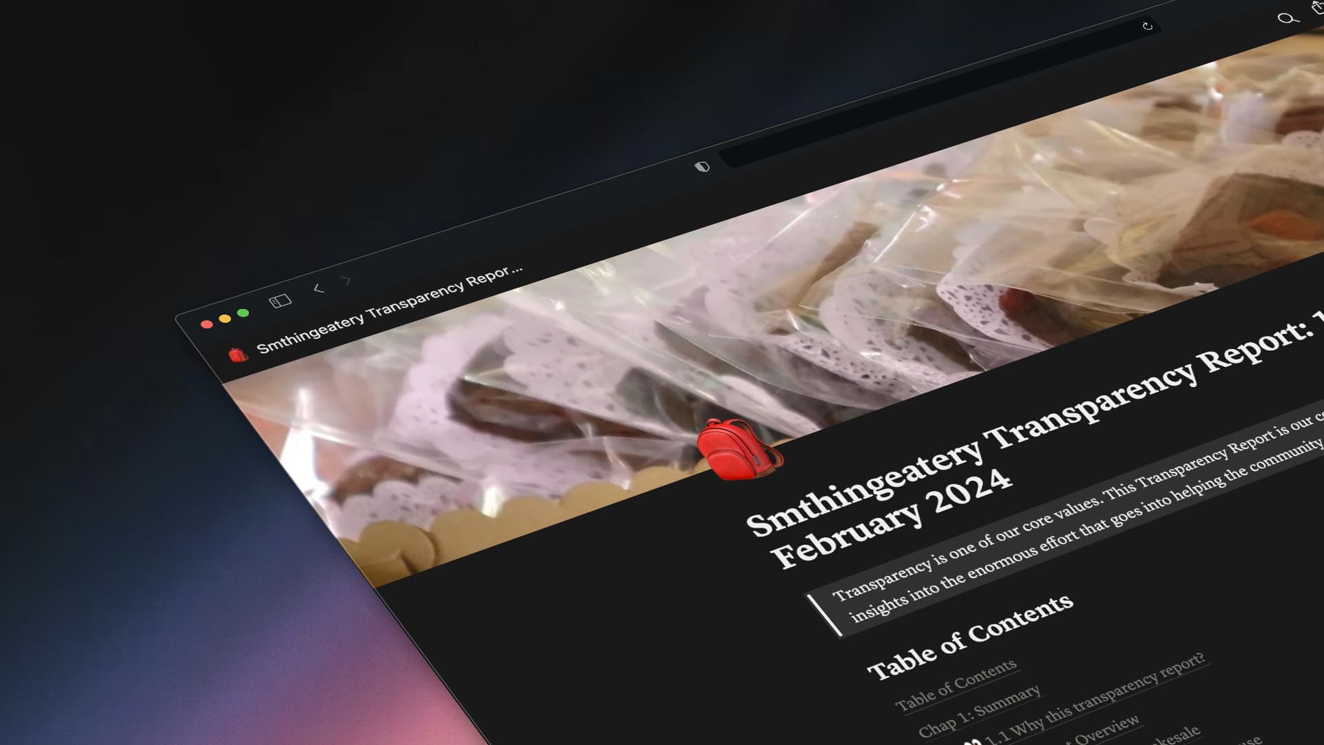 SmthingEatery Bakesale's Transparency Report showcasing funds raised and allocation for water-scarcity relief.